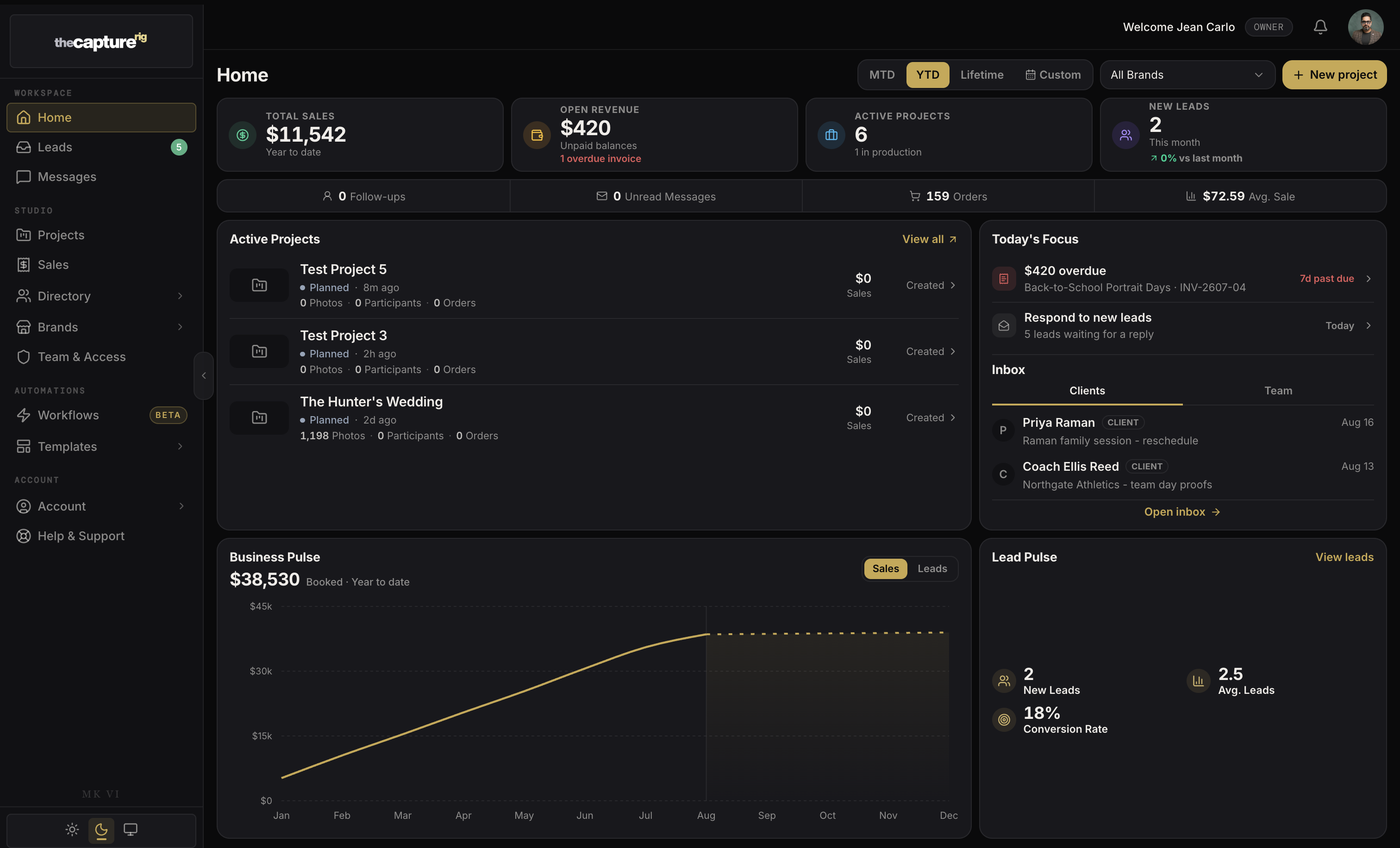 Volume operations dashboard in dark mode