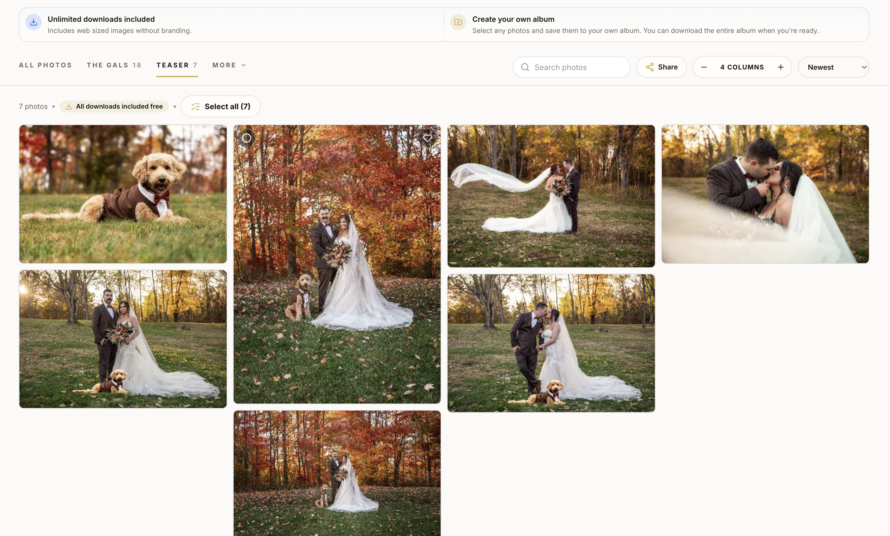 Wedding client gallery in The Capture Rig