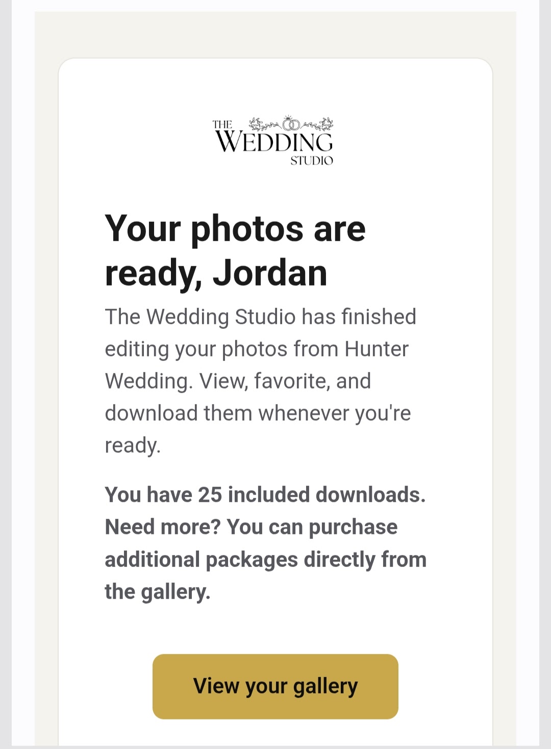 Gallery ready email