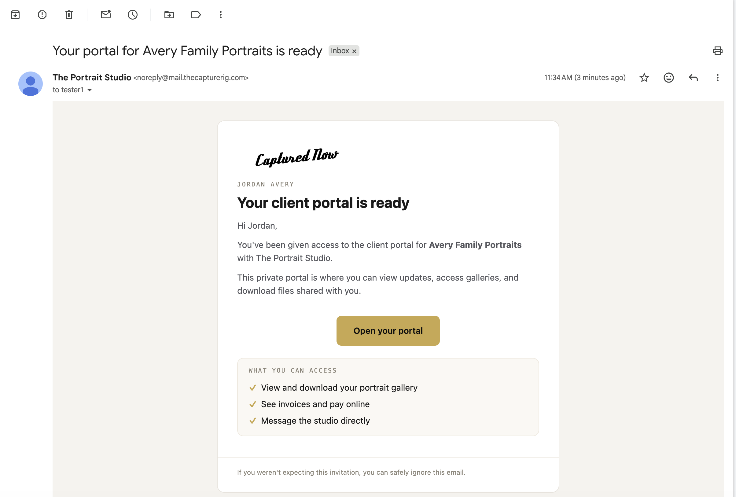 Client Portal Ready (Desktop) email