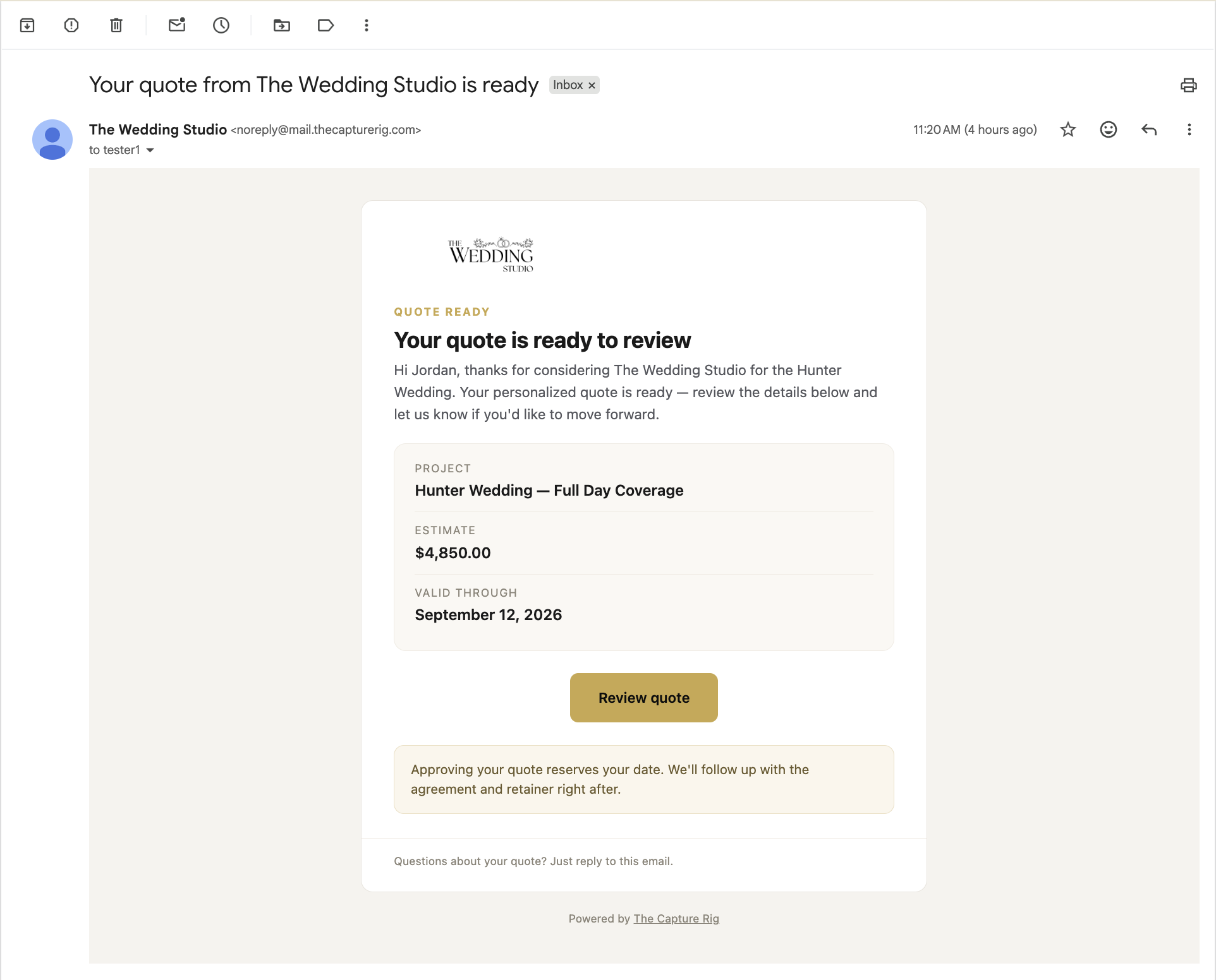 Quote Ready (Desktop) email