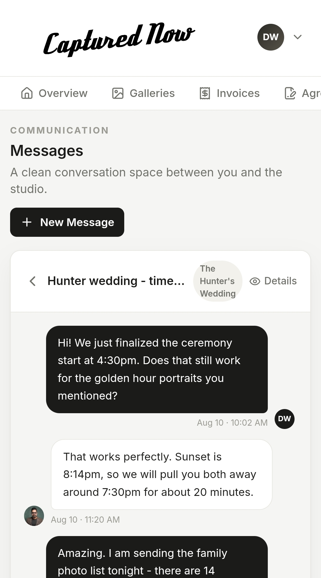 The client's portal on a phone