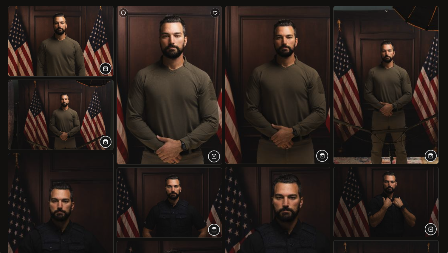 The client's portrait gallery with favorites