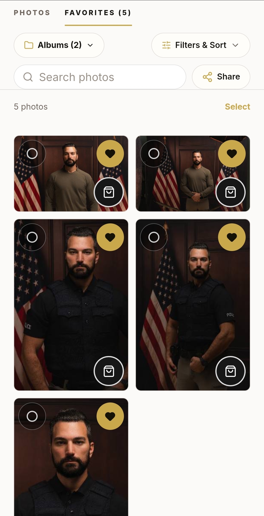 Portrait favorites on a phone